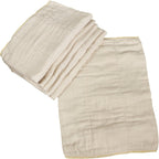 OsoCozy unbleached prefold cloth diapers front view showcasing the stack of 12 reusable cotton nappies.