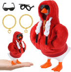 7inch Desk Goose Outfits, Desktop Goose Clothes with Sunglasses & Necklaces, Plush Hoodie Set for Magnetic Goose Statue - Image 15