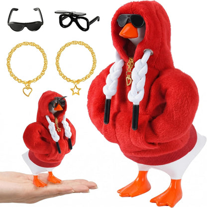 7inch Desk Goose Outfits, Desktop Goose Clothes with Sunglasses & Necklaces, Plush Hoodie Set for Magnetic Goose Statue - Image 15