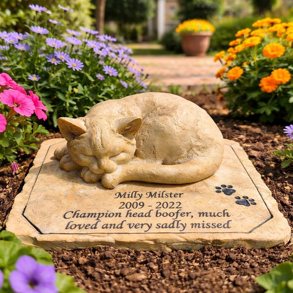 Aveena personalized cat memorial stone front view for garden