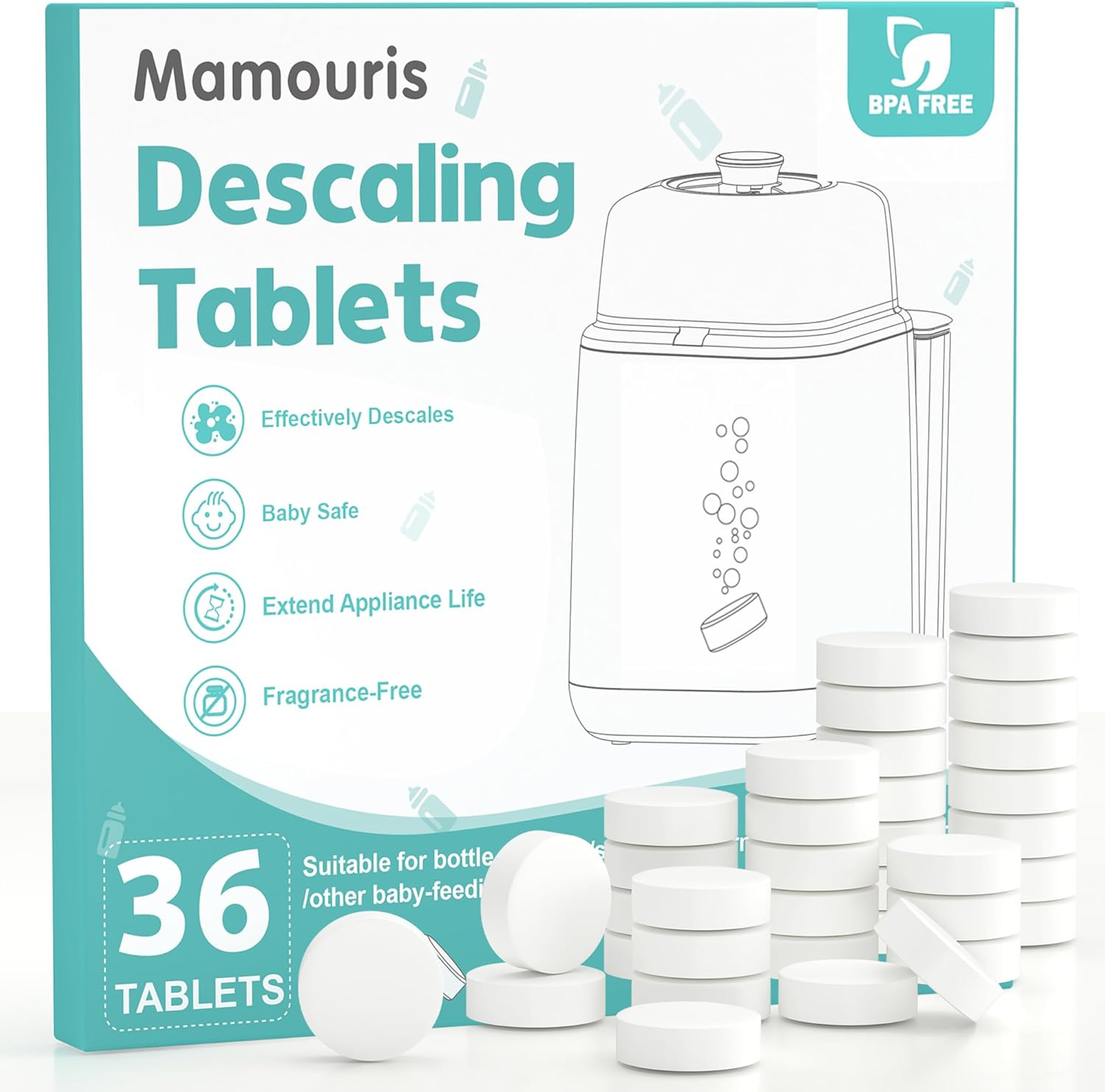 KoolerThings descaling tablets front view package for baby bottle washers