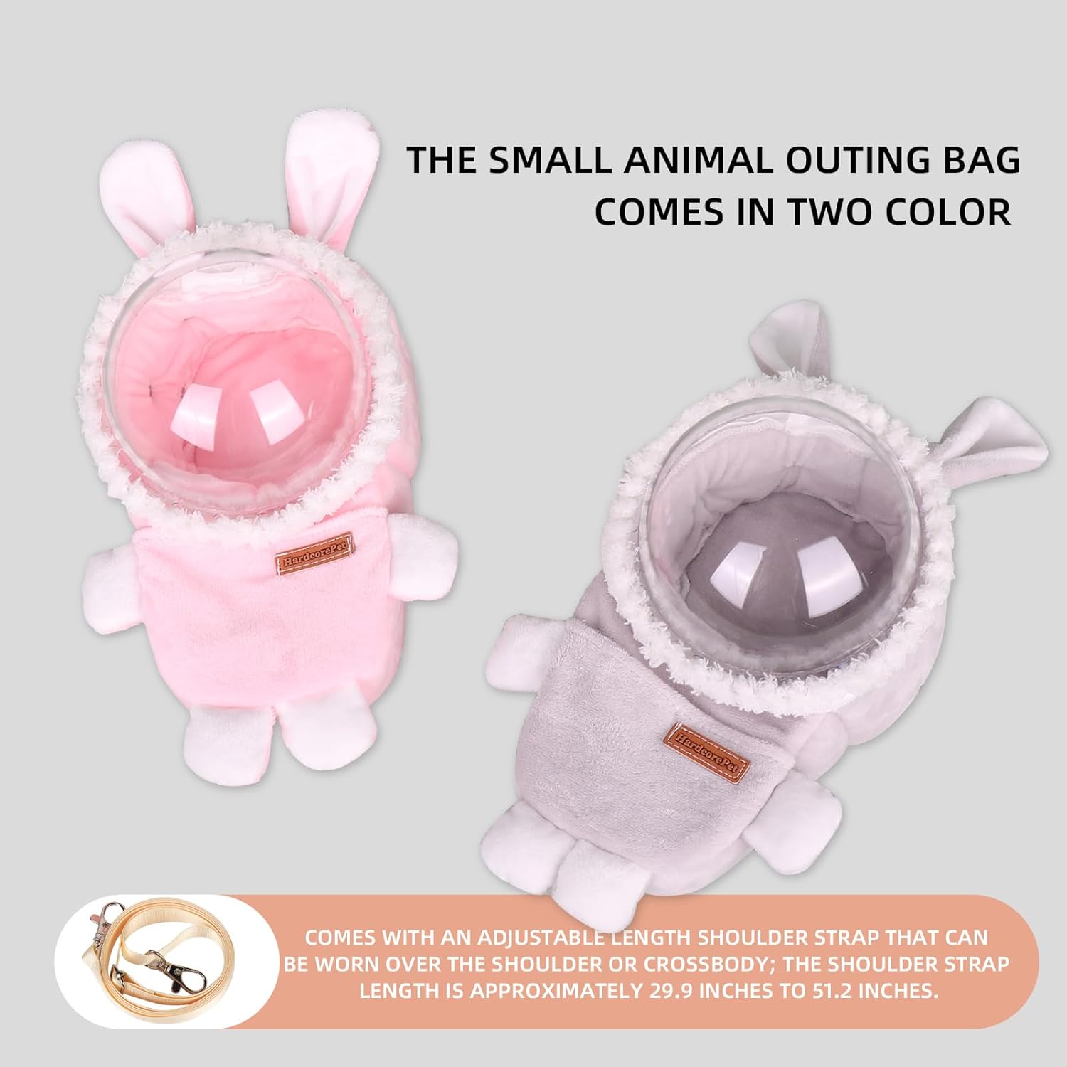 Hamster Carrier Rat Bag Cute Rabbit Shape Small Animal Sugar Glider Travel Pouch Gerbil Hedgehog Portable Travel Carrier Outdoor Hangbag Grey Squirrel Rat Carrier (Grey) - Image 5