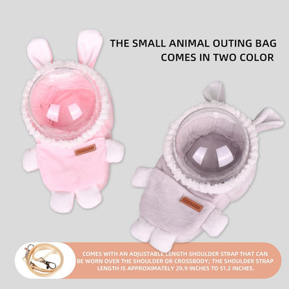 Hamster Carrier Rat Bag Cute Rabbit Shape Small Animal Sugar Glider Travel Pouch Gerbil Hedgehog Portable Travel Carrier Outdoor Hangbag Grey Squirrel Rat Carrier (Grey) - Image 5