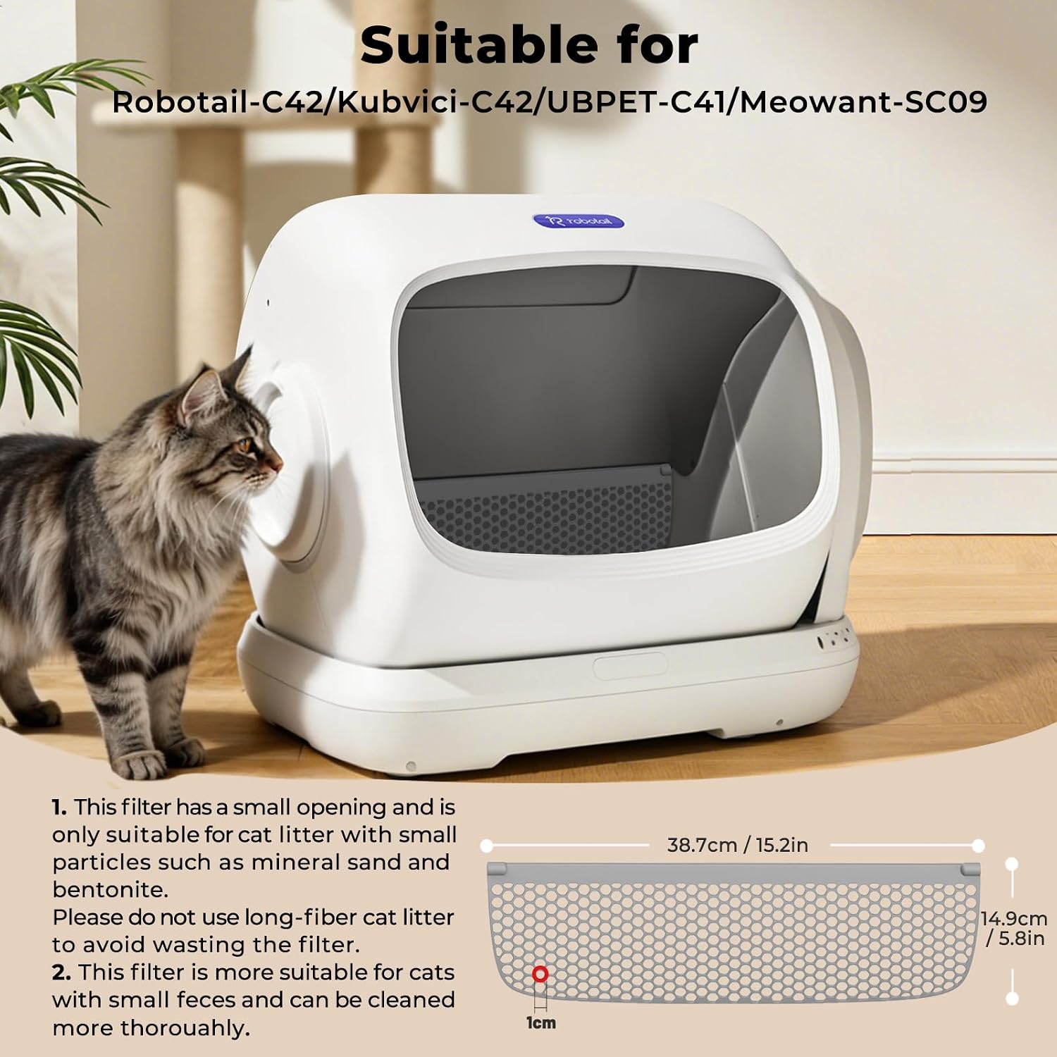 Gray plastic cat litter sifter screen replacement part showing optimized fine mesh holes.