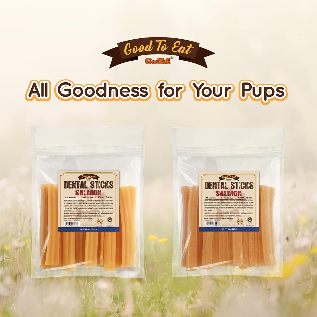 Gootoe Dental Sticks for Dogs, Salmon Dental Treats, Teeth Cleaning Chews for Fresh Breath, Helps Remove Tartar, Grain Free, Omega-3 for Skin and Coat Support, Hexagon, 8oz - Image 9