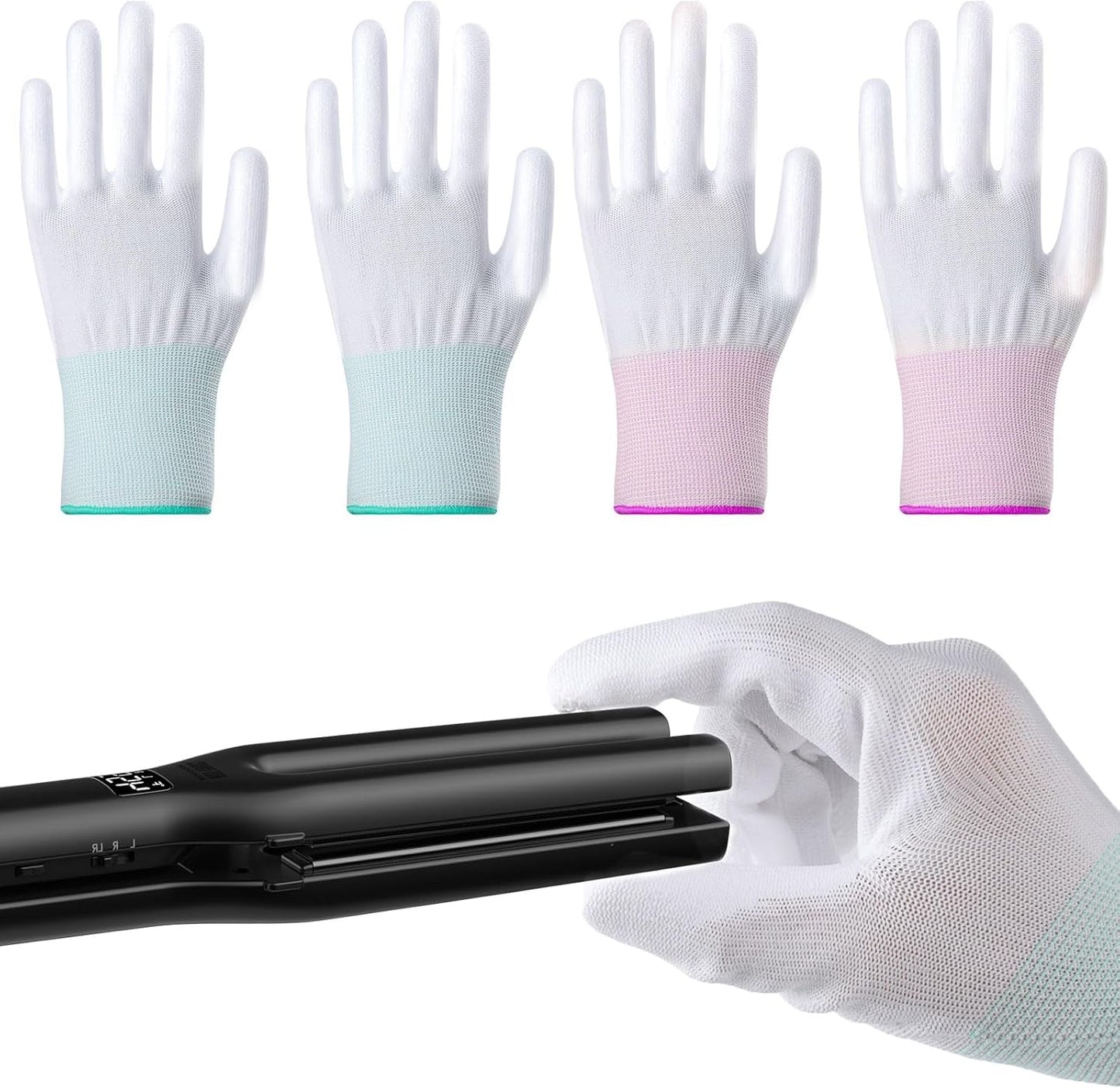WANAVO heat resistant gloves for hair styling front view showing the protective material.