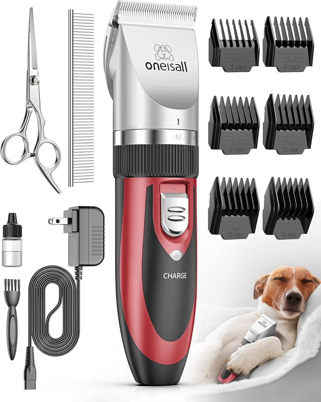 Premium packaging box of the USA imported Oneisall low noise pet shaver set.