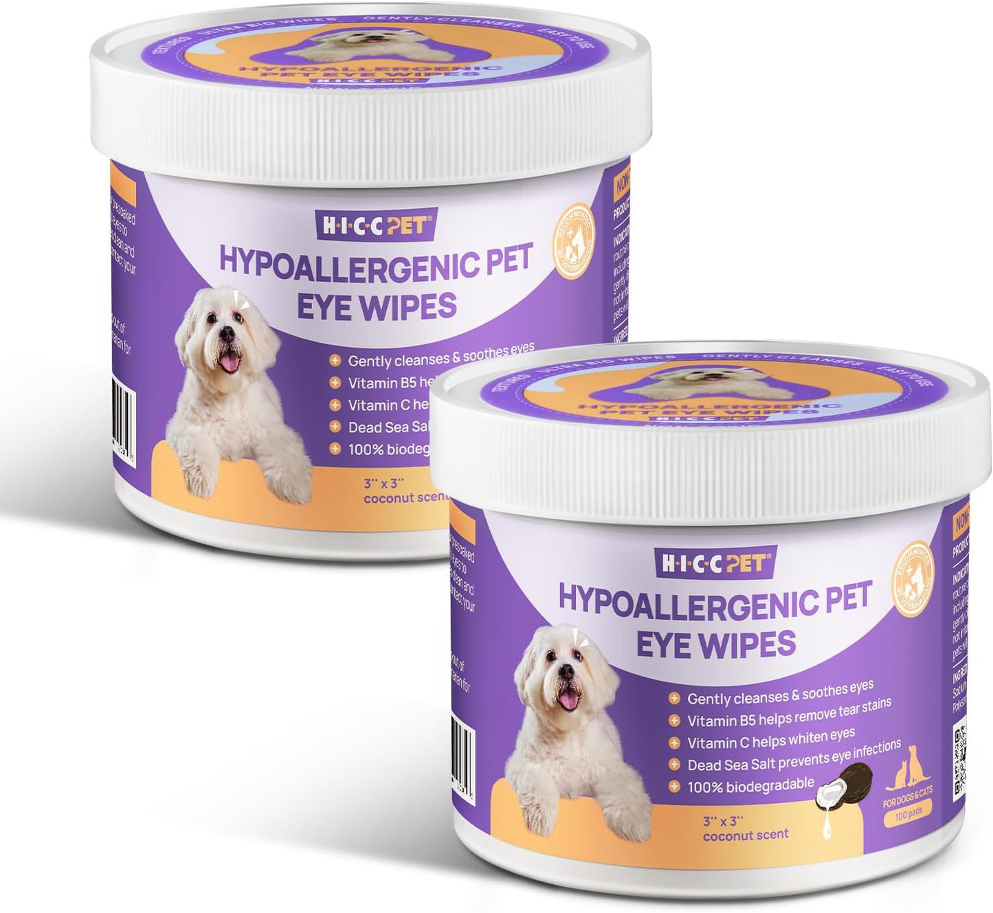 HICC PET Eyes Wipes for Dogs & Cats, Vet-Recommended Dog Eye Infection Treatment, Gently Remove Tear Stain, Debris, Discharge - Hypoallergenic Pet Eye Wash Cleaner for Eyes, Wrinkle, Face - 100pcs - Image 12