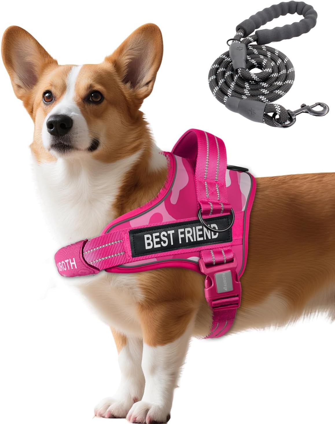 AUROTH Dog Harness and Leash Set, Soft Padded Service Dog Vest with 5.25FT Dog Leash, No Choke, Easy On Pet Vest, Adjustable Reflective No Pull Dog Harness for Large Dogs, Easy Walking and Training - Image 10