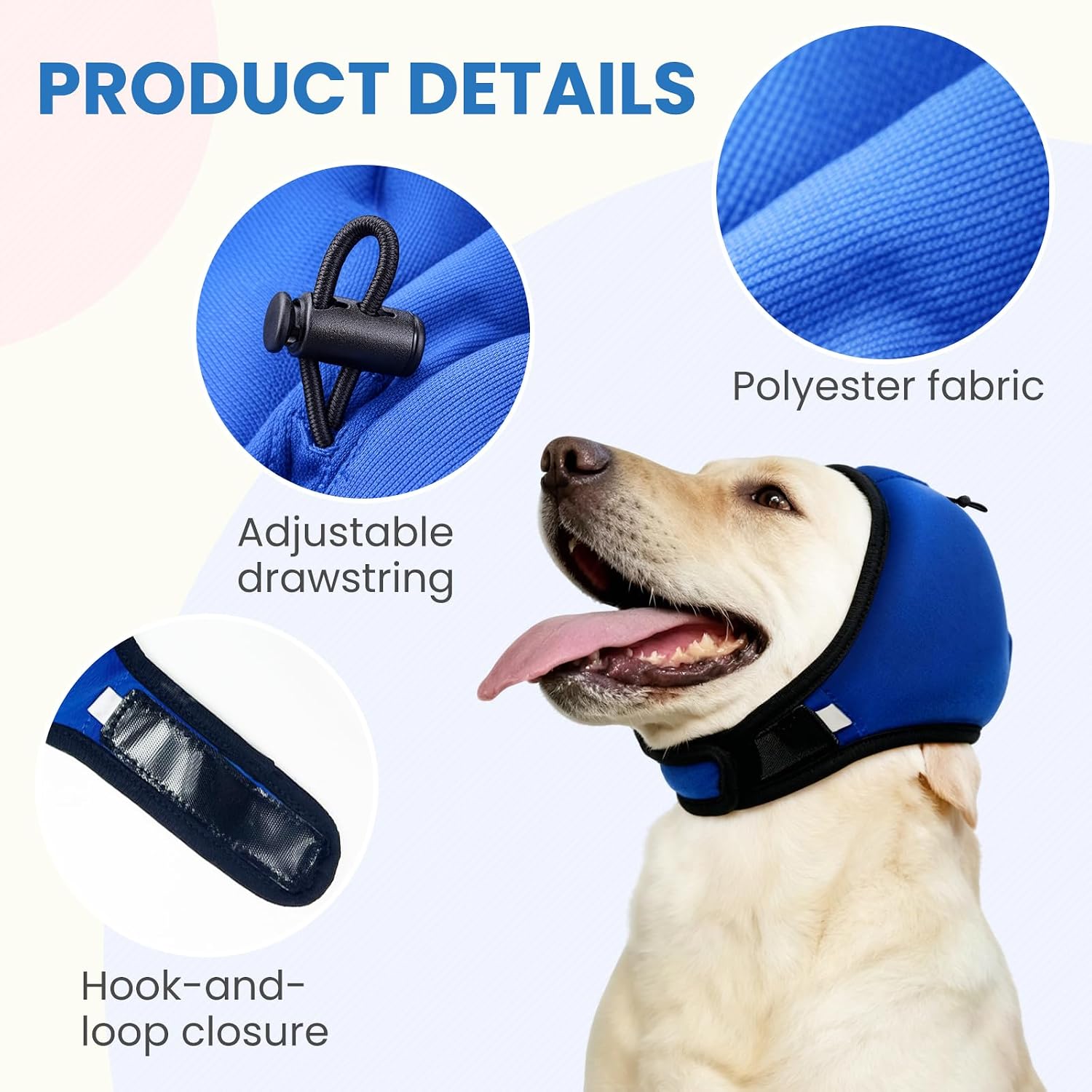 Premium soft fabric dog ear protection wrap back view