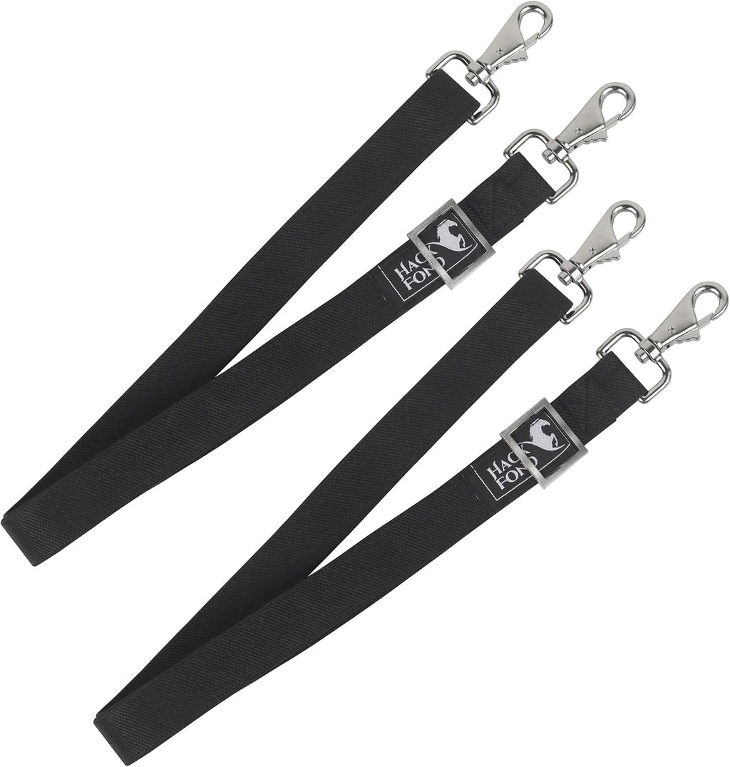 Detailed view of the weather-resistant heavy-duty snaps on the HackFond horse blanket replacement accessories package.