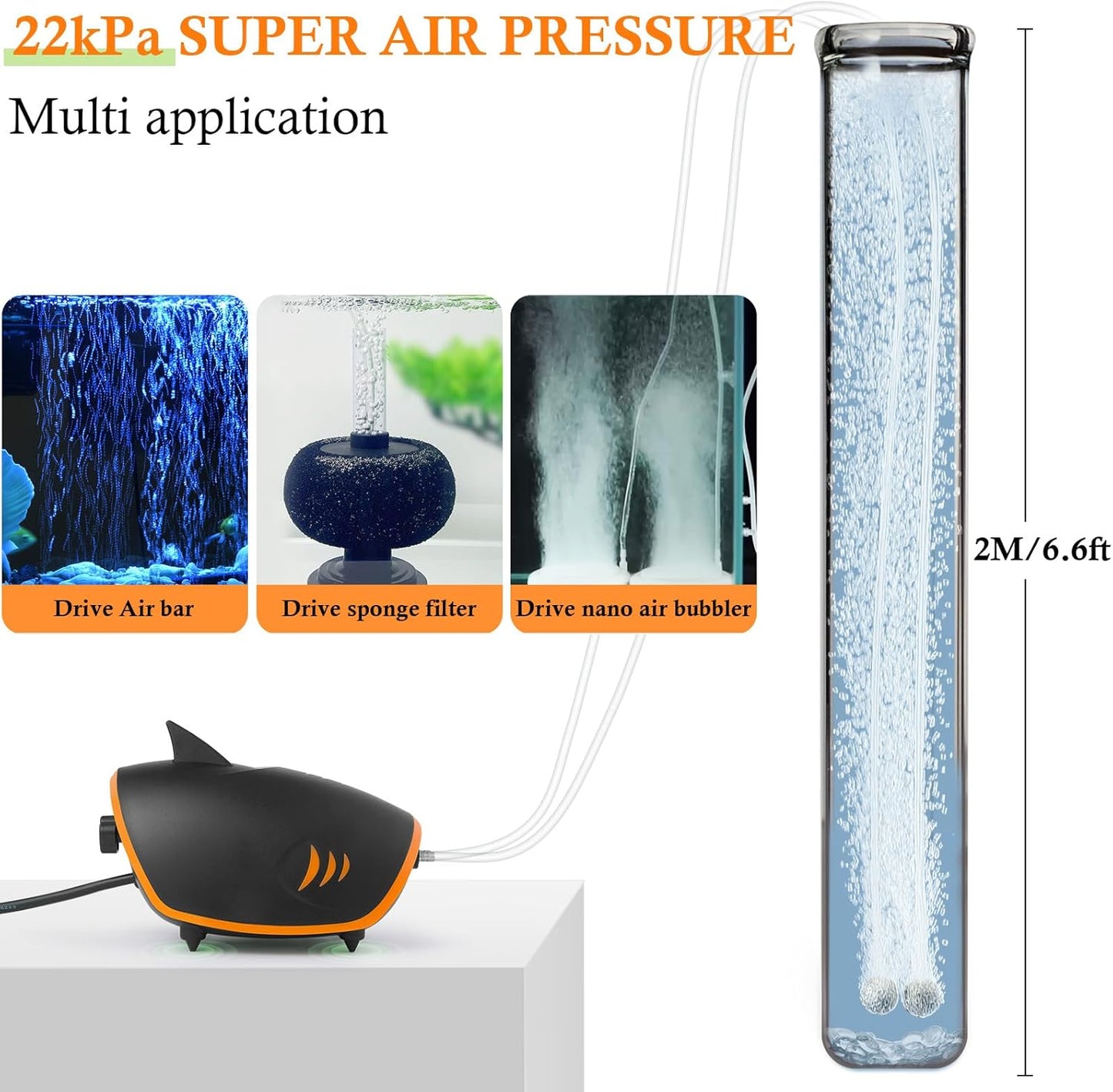 Hitop air pump connected to aquarium sponge filter system