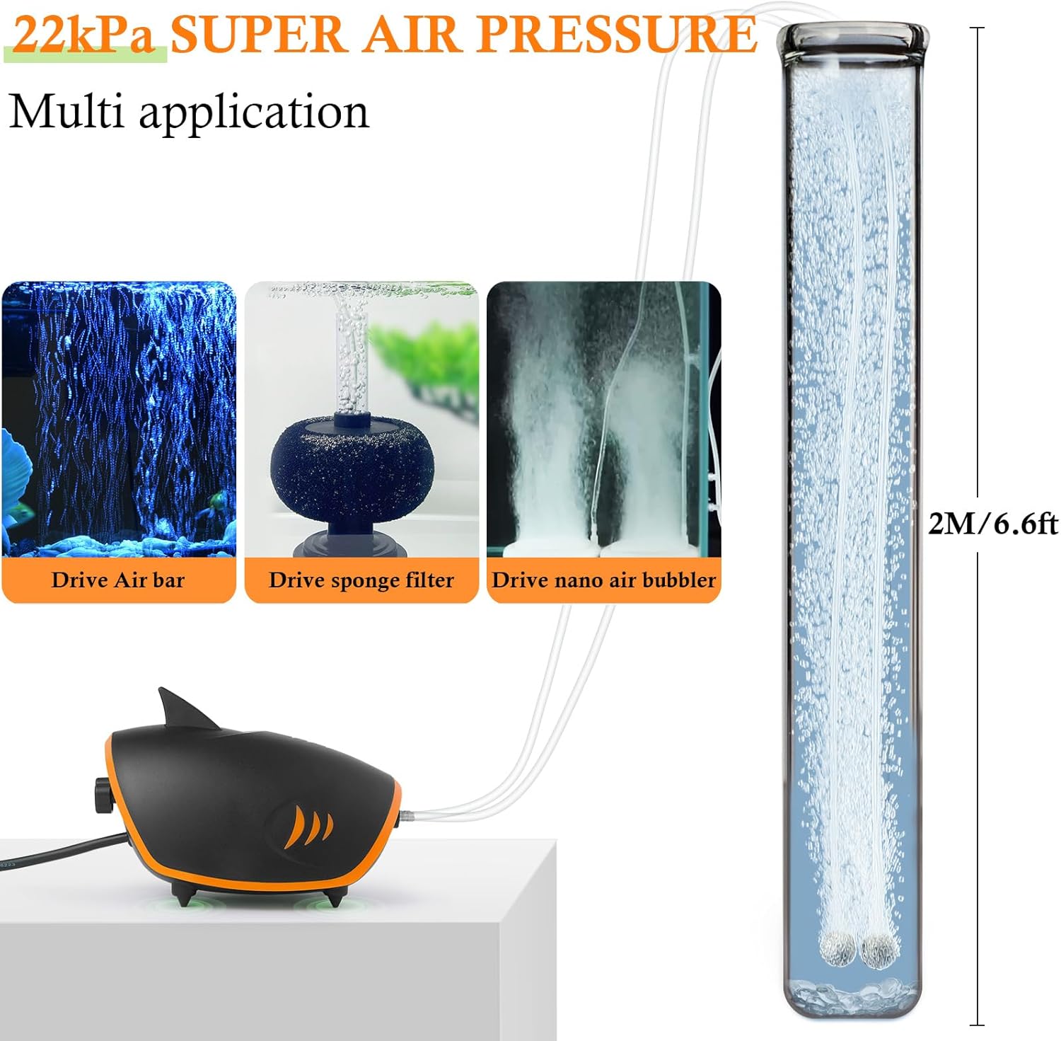 Hitop air pump connected to aquarium sponge filter system