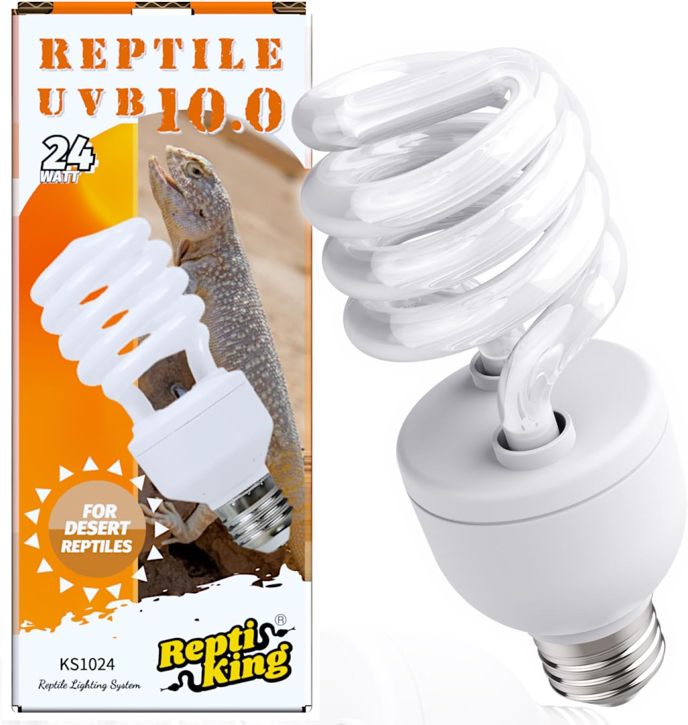 Repti Home UVB reptile light front view of the twenty four watt desert lamp bulb