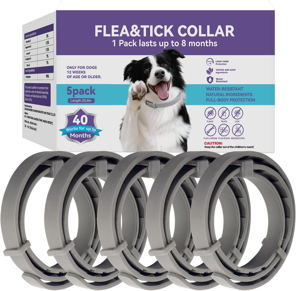 Wiiks&Wooks Flea And Tick Dog Collar 5 Pack Front View