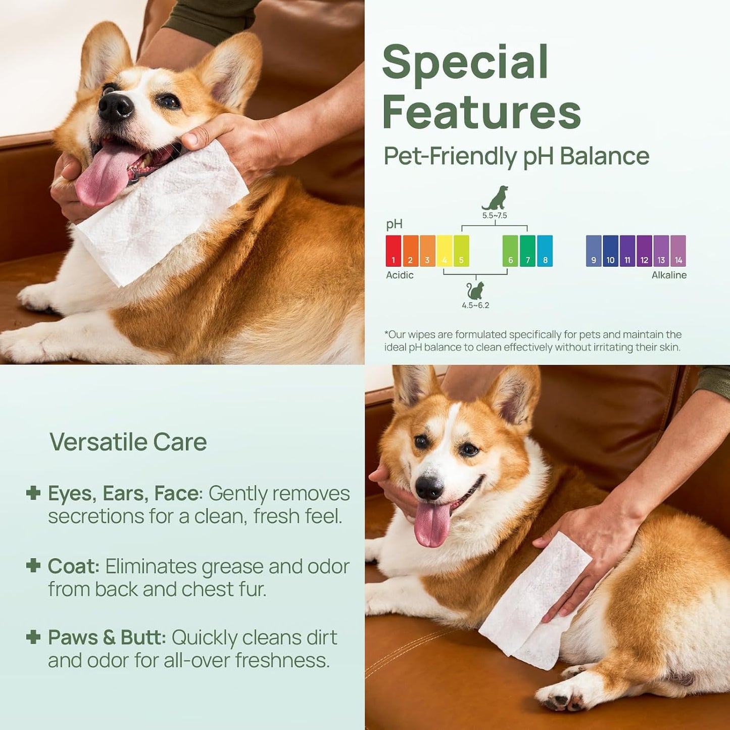 Hicc Pet soothing anal gland wipes back label instructions and specifications