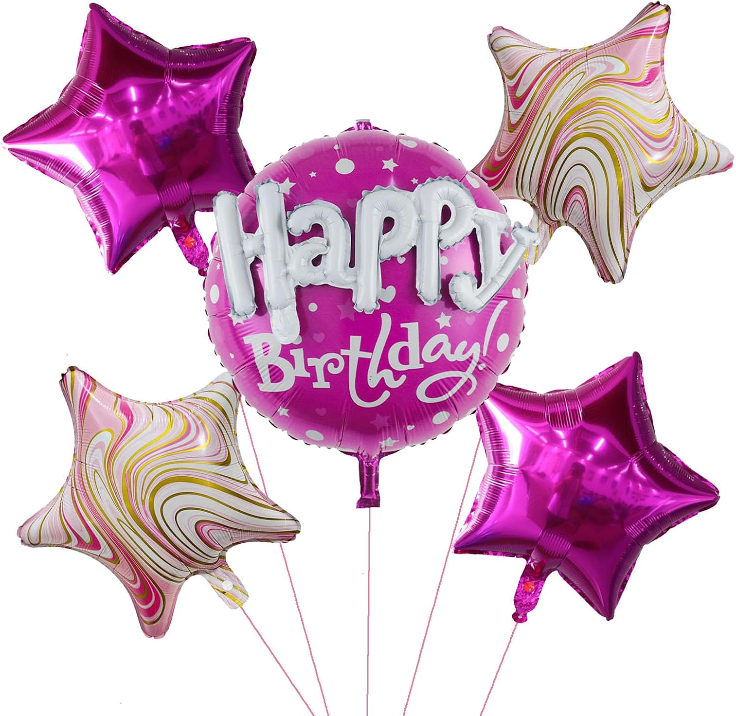 Balloonatkw Chictry pink birthday balloons set front view for elegant party backdrops