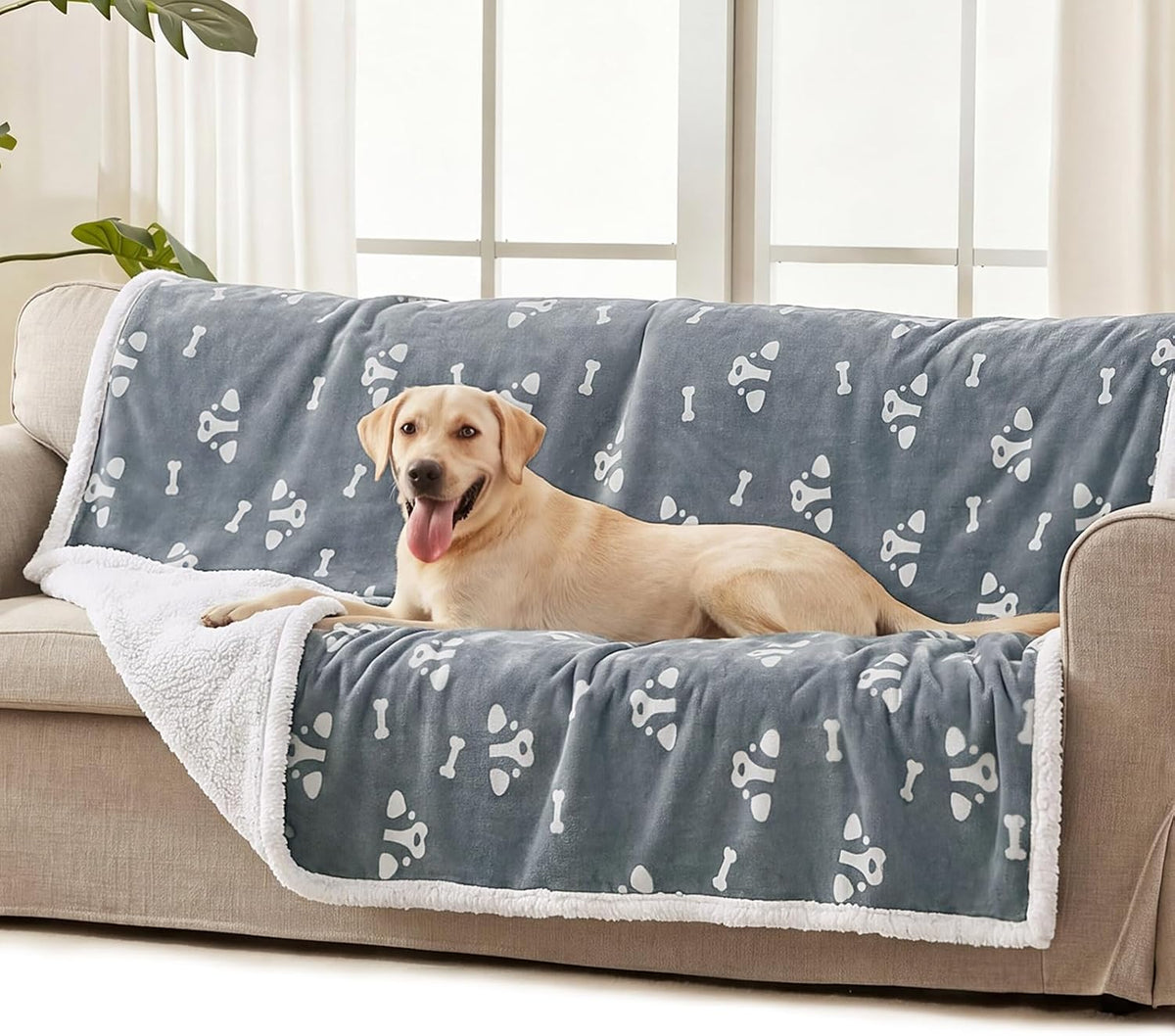 Luciphia Waterproof Pet Blankets for Couch Sofa Bed Cover Cat Liquid Pee Proof Washable Soft Fluffy Large Dog Blanket Reversible Furniture Protection Puppy Grey Paw Thicken Small40" x 28" - Image 14