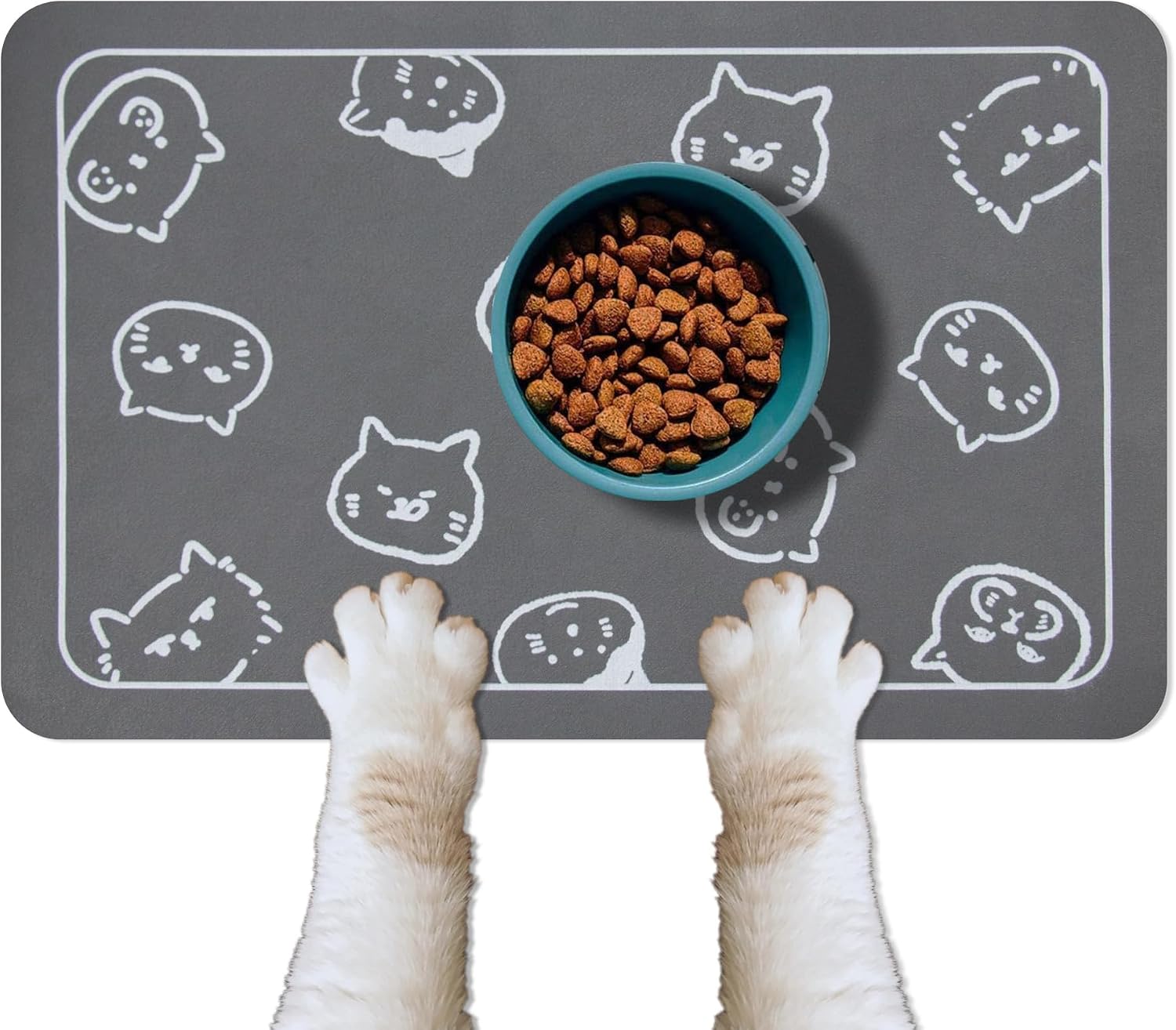 YCT Cat Food Mat dark grey front view