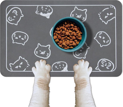 YCT Cat Food Mat dark grey front view
