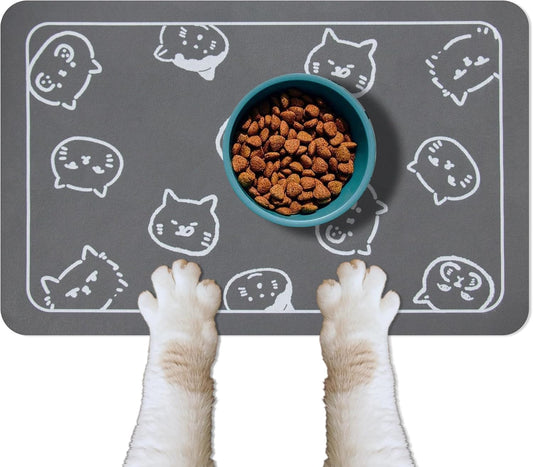 YCT Cat Food Mat dark grey front view
