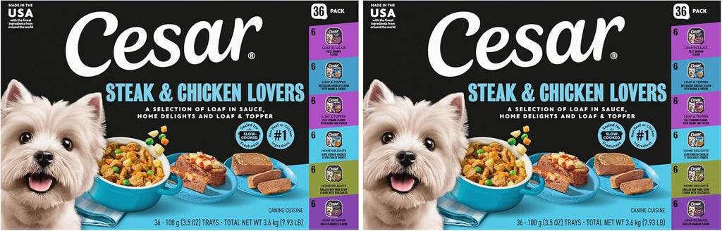 Cesar Wet Dog Food Steak Lovers Variety Pack,Adult,Wet Food for Dogs with Real Meat,3.5 oz Easy Peel Trays,36 Count (Pack of 2) - Image 14