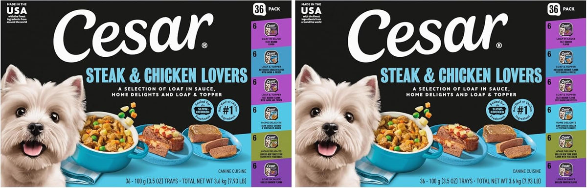 Cesar Wet Dog Food Steak Lovers Variety Pack,Adult,Wet Food for Dogs with Real Meat,3.5 oz Easy Peel Trays,36 Count (Pack of 2) - Image 14
