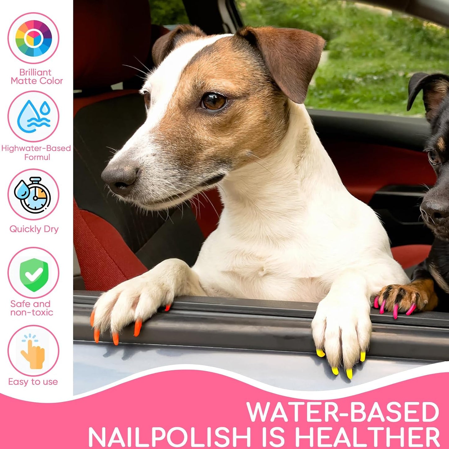 Olingyou dog nail polish pens showing 8 vibrant shades
