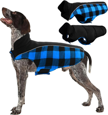 Kuoser Dog Winter Coat, Reversible Waterproof Dog Jacket with Reflective Strip, Warm Dogs Fleece Vest Adjustable Doggy Cold Weather Clothes Plaid Christmas Outfit Pet Apparel for Small Dogs, Black XS - Image 13