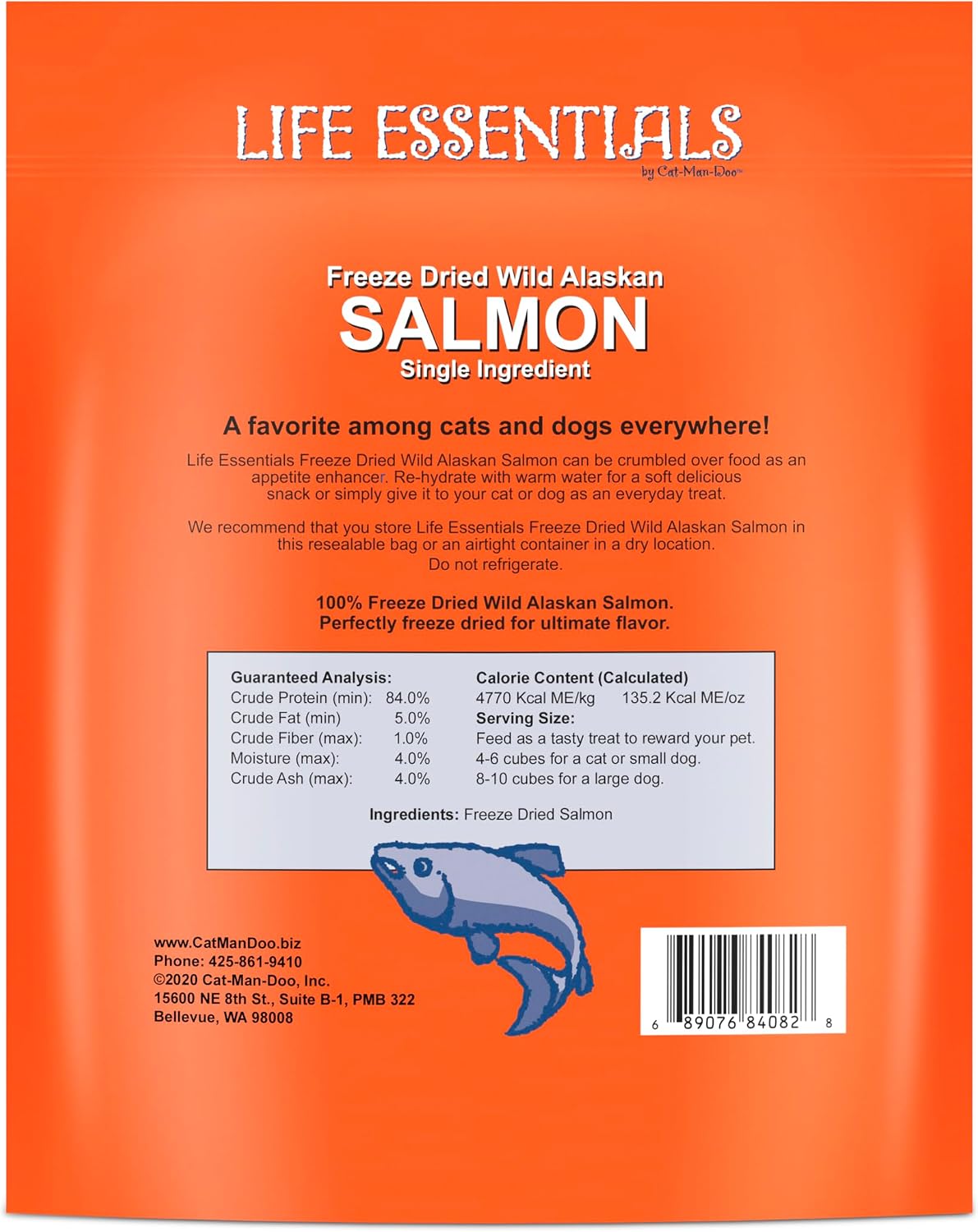 Life Essentials wild Alaskan salmon pet treats two pack layout
