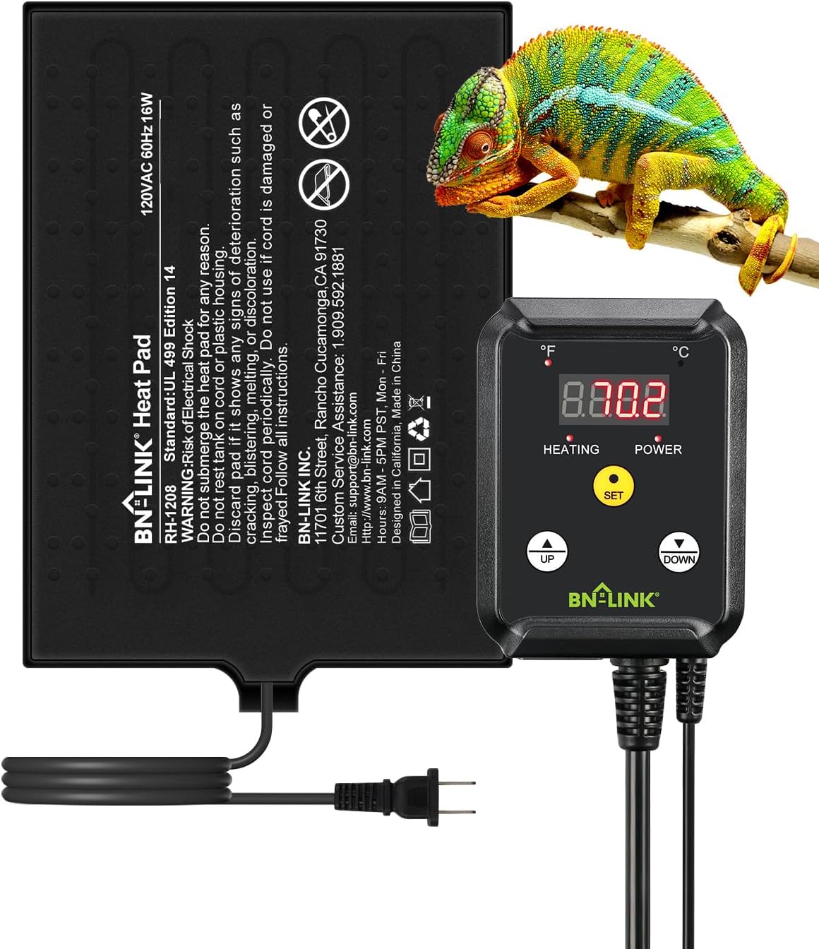 BN-LINK Reptile Heat Pad 6"X8" 8W for 10-20gal Under Tank Terrarium Heating Mat Waterproof for Turtle, Lizard, Frogs, Snake, Hermit Crab - Image 9