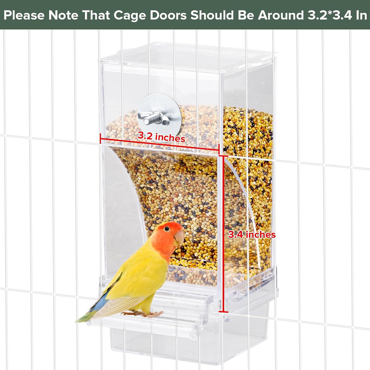 Top-loading lid mechanism for quick seed refills on the bird feeder.