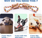 Close up of the tightly braided cotton strands on the durable dog teeth cleaning toy.