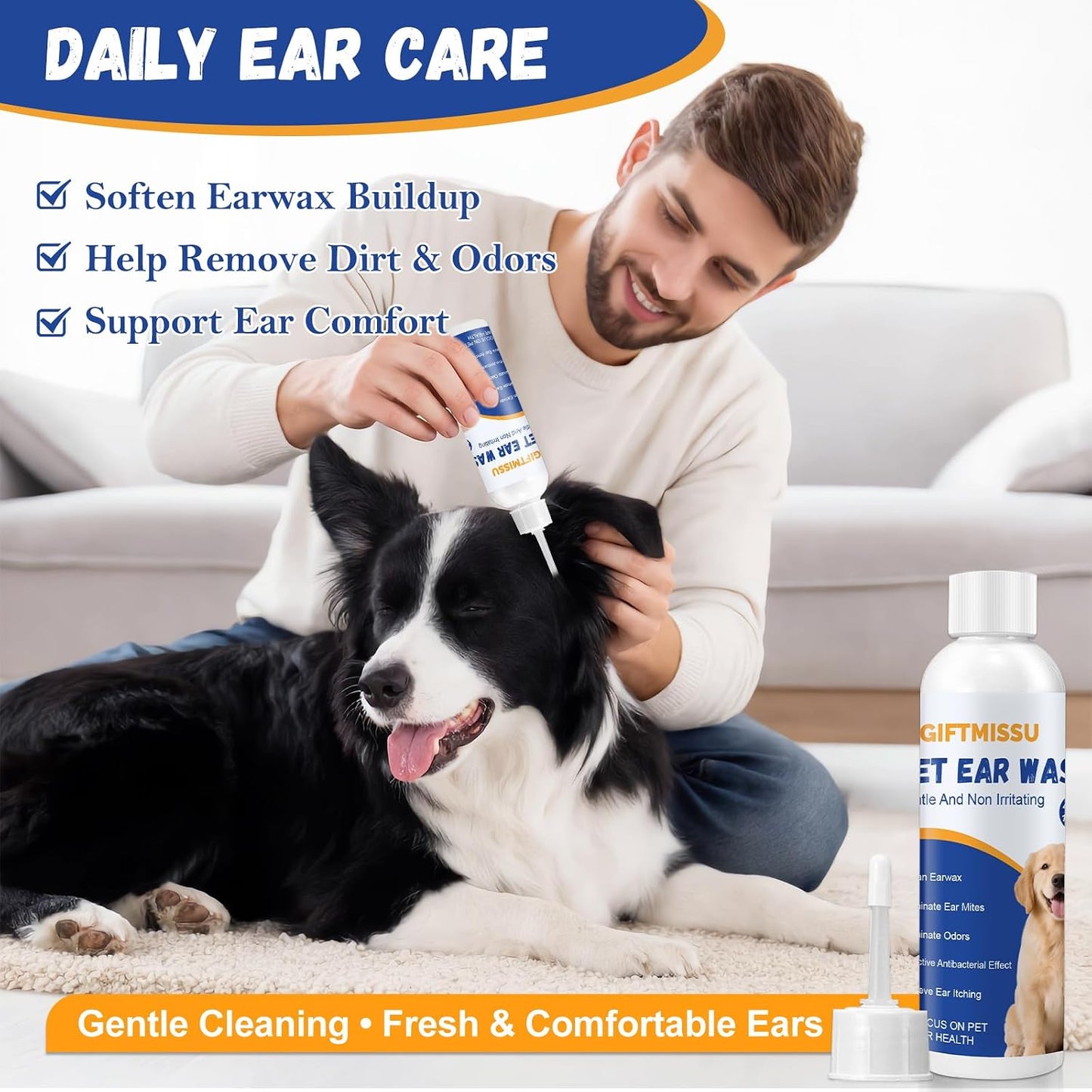 Giftmissu pet ear wash 4 fluid ounce bottle label
