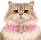 Pet wearing pink heart collar with lace details