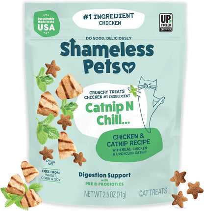 Shameless Pets Crunchy Cat Snacks & Treats - Healthy Cat Treats for Indoor Cats & Kittens with Catnip, Real Chicken & Digestive Support, Catnip N Chill (12 oz) - Image 10