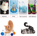 Assorted random colors of VOVIGGOL glittery cat toy pom poms in a pile