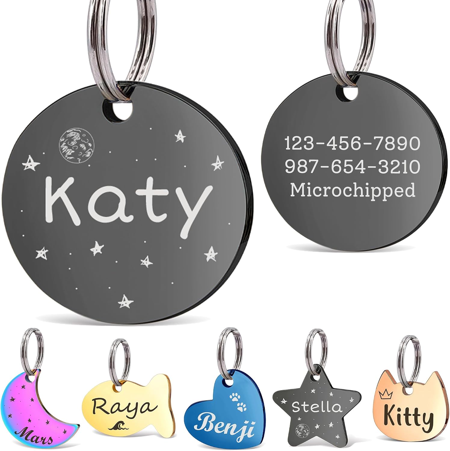 Anavia Small Size Dog Cat ID Tags, Small/XS Personalized Color Plated Stainless Steel Puppy Kitten Name Tags, Customized Engraved Nameplate Pet Collar Tag (Rose Gold, Cat Head) - Image 14