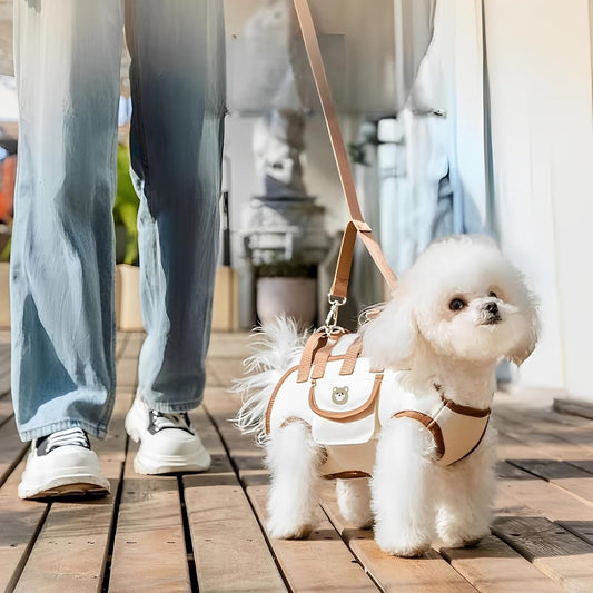 Gitekain multifunctional pet lift harness carrier side profile on an outdoor walk