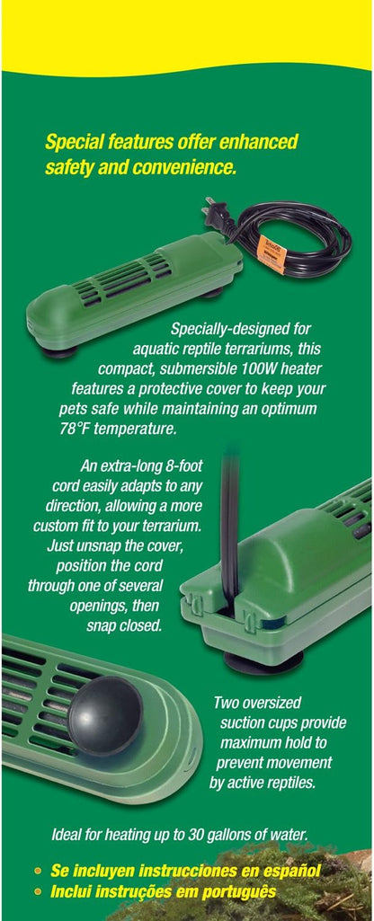 Fully submersible reptile heater for turtles and frogs