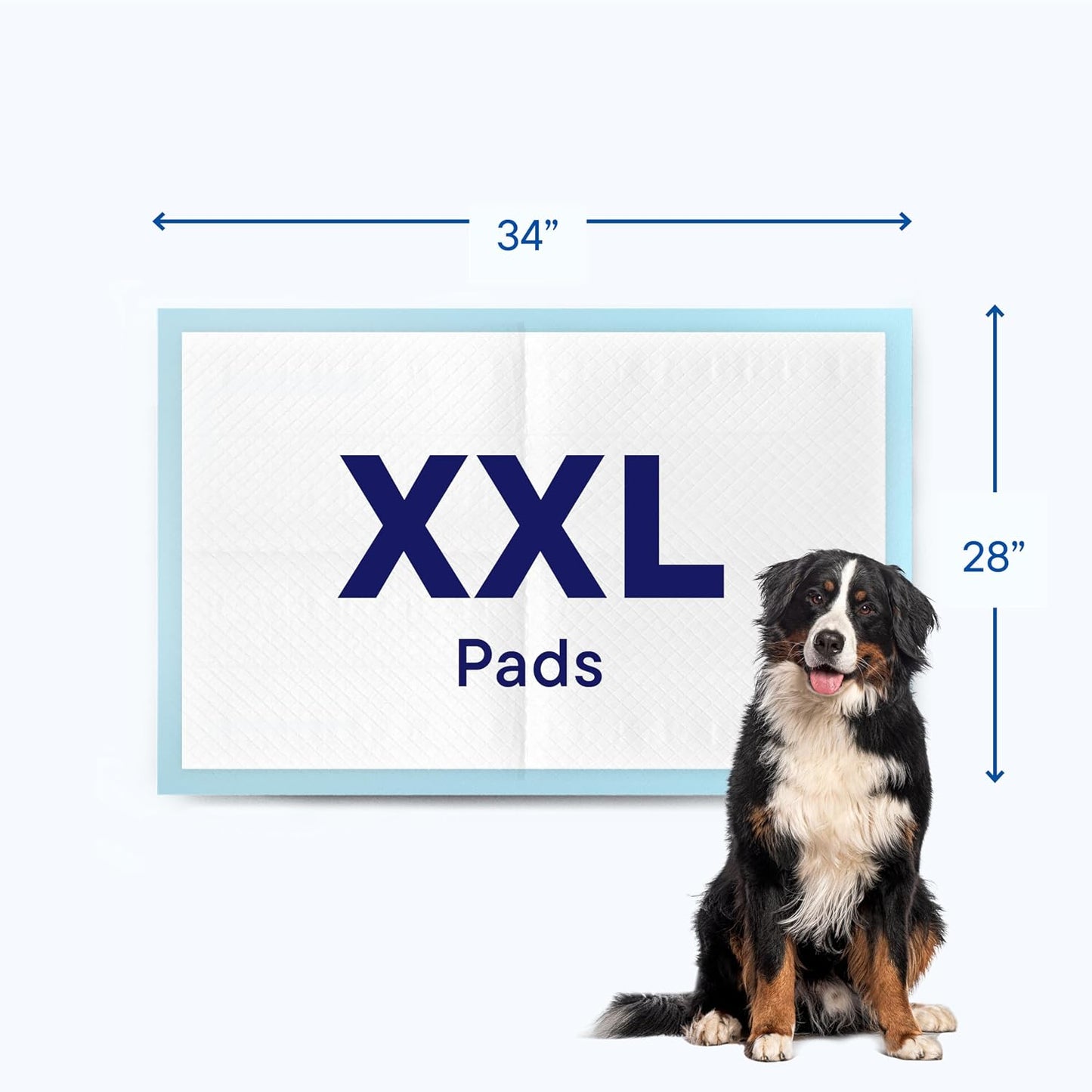 Premium imported Stack Man puppy training pads pack placed next to a dog crate for travel.