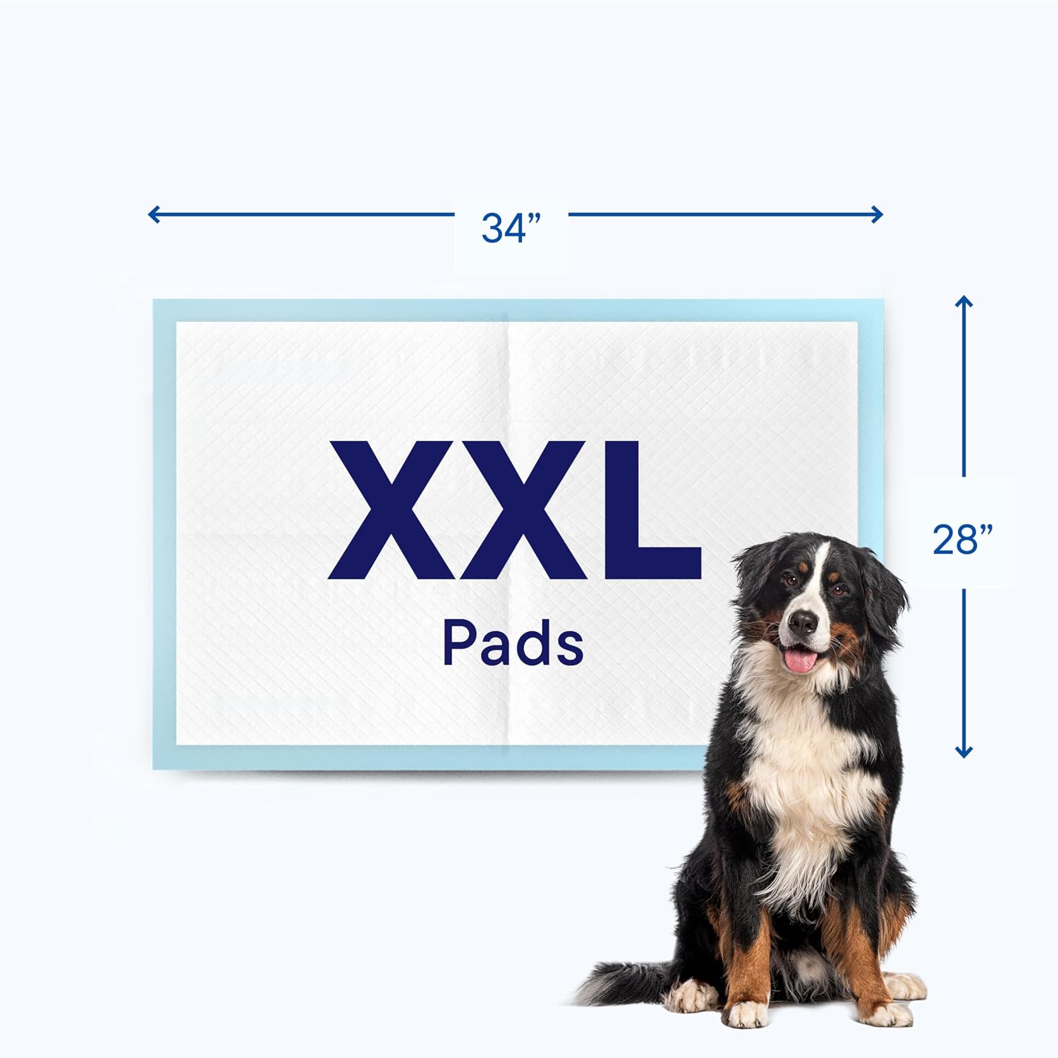 Premium imported Stack Man puppy training pads pack placed next to a dog crate for travel.