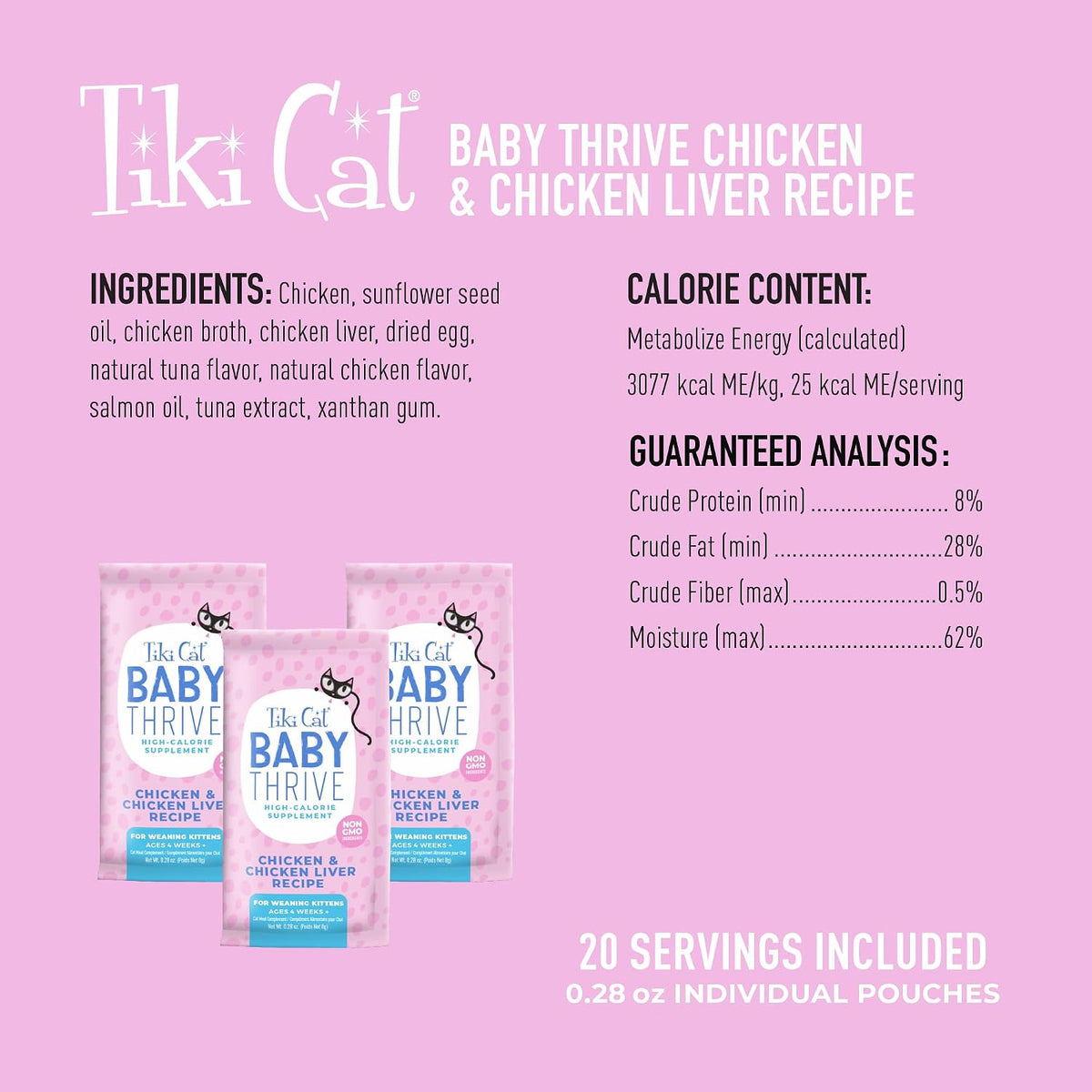 High calorie kitten food supplement packaging details