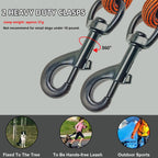 BTINESFUL 12 feet long rope dog lead with heavy duty metal clips