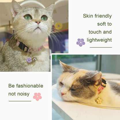 Yizepet safety cat collar pack displaying floral patterns and metal hardware