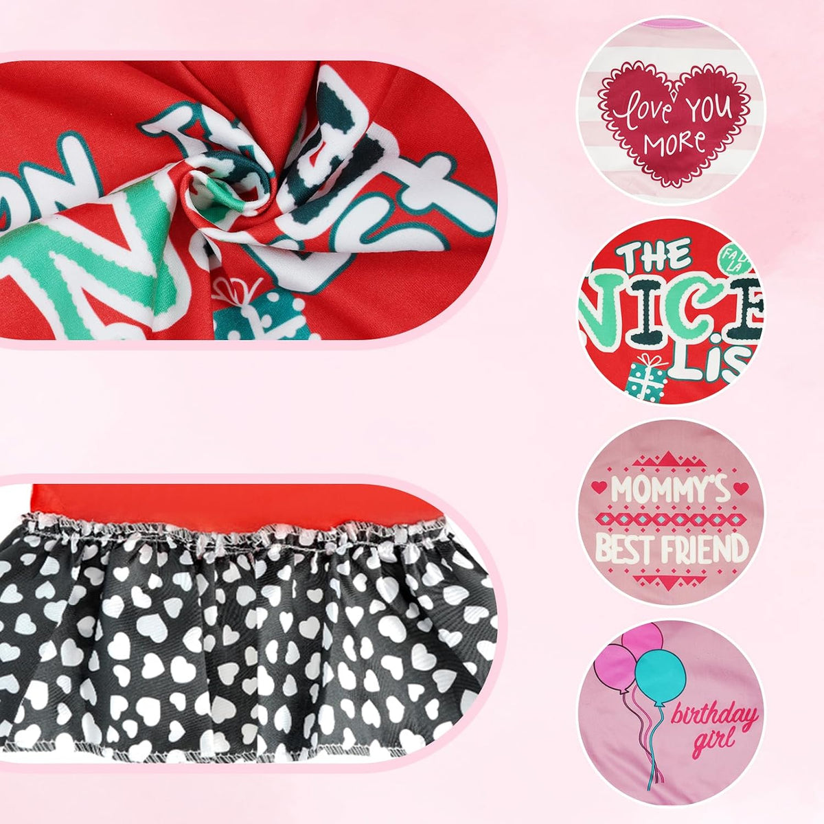 Variety pack of medium size printed pet clothes for small dogs displayed together.