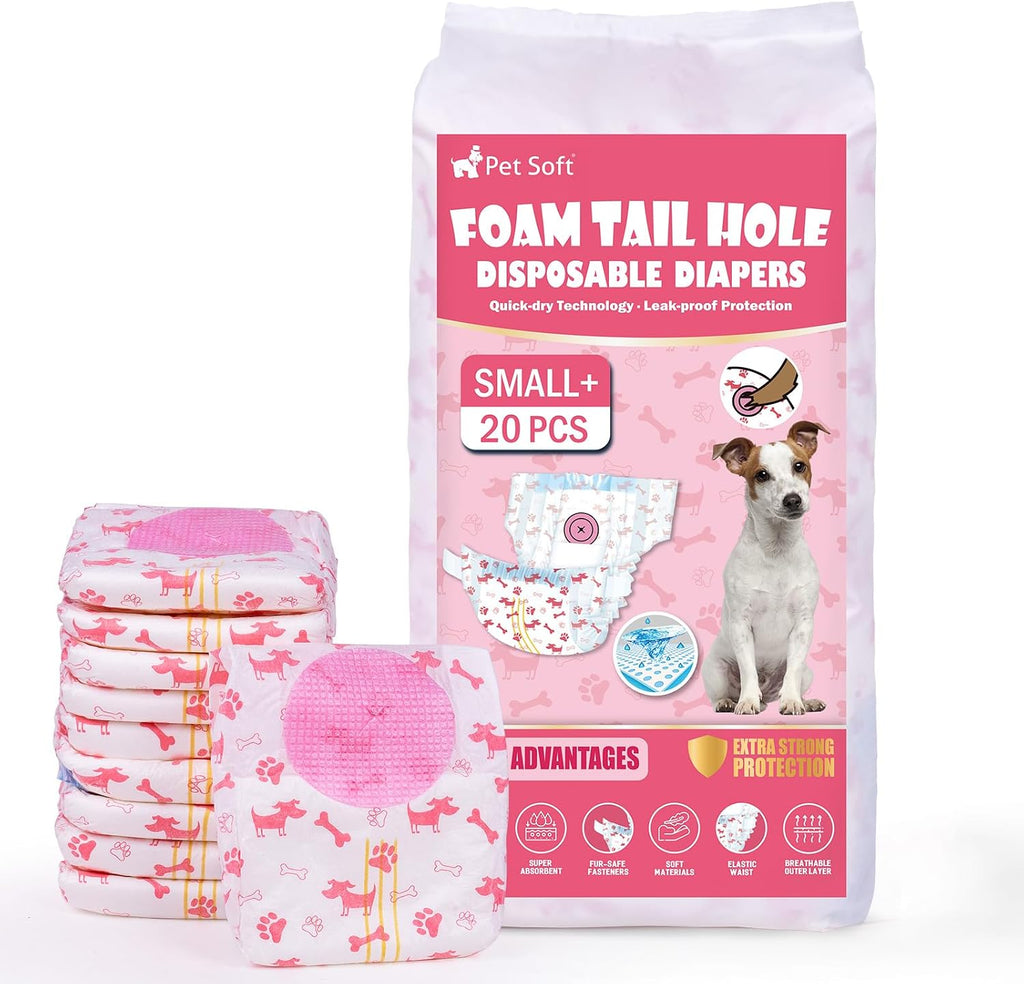 Pet Soft Disposable Dog Diapers - Female Dog Diapers with Adjustable Foam Tail Hole, Ultra Protection Puppy & Cat Diapers Wetness Indicator for Dogs in Heat or Incontinence, 50pcs (S,Red) - Image 12
