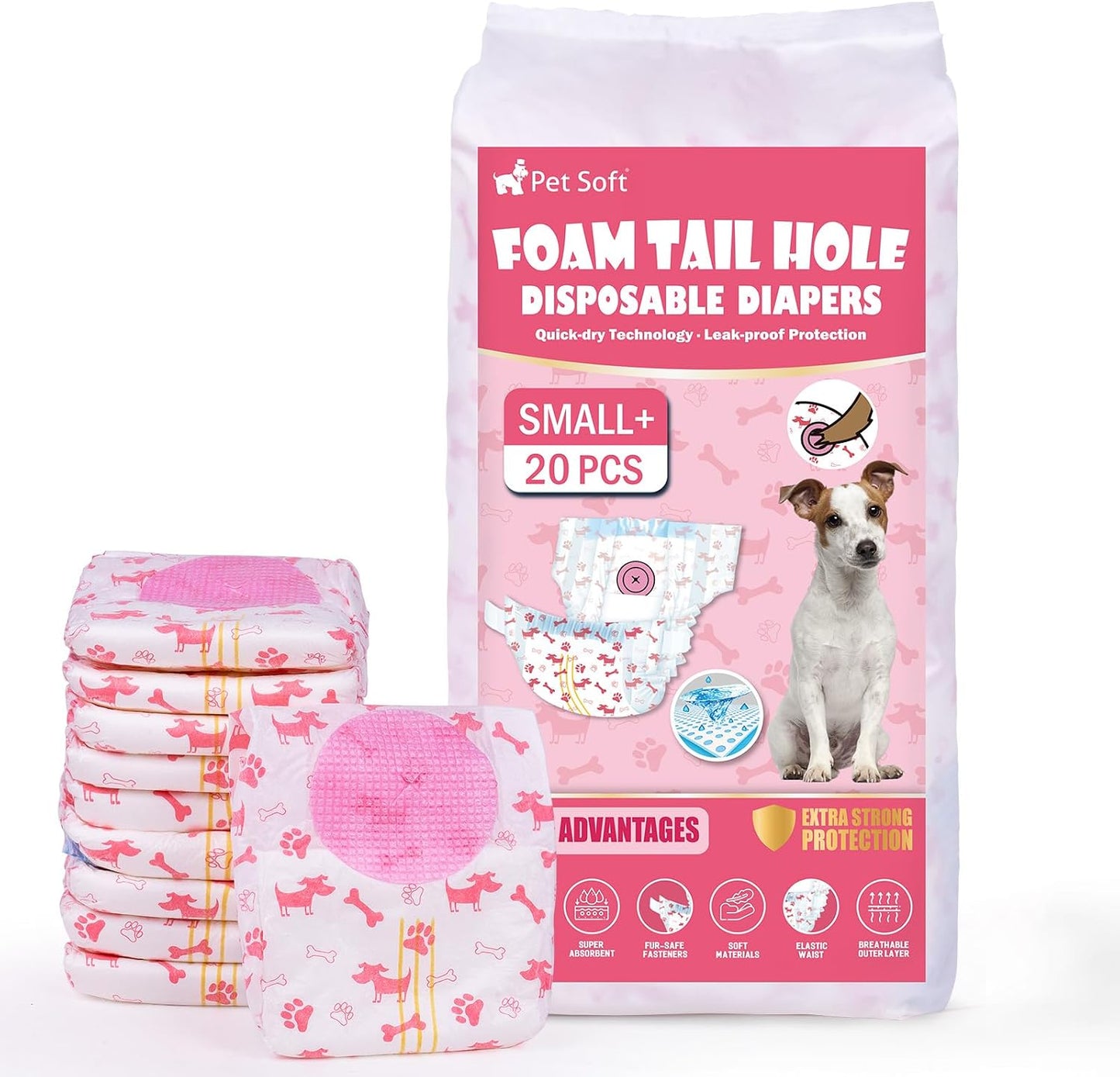 Pet Soft Disposable Dog Diapers - Female Dog Diapers with Adjustable Foam Tail Hole, Ultra Protection Puppy & Cat Diapers Wetness Indicator for Dogs in Heat or Incontinence, 50pcs (S,Red) - Image 12