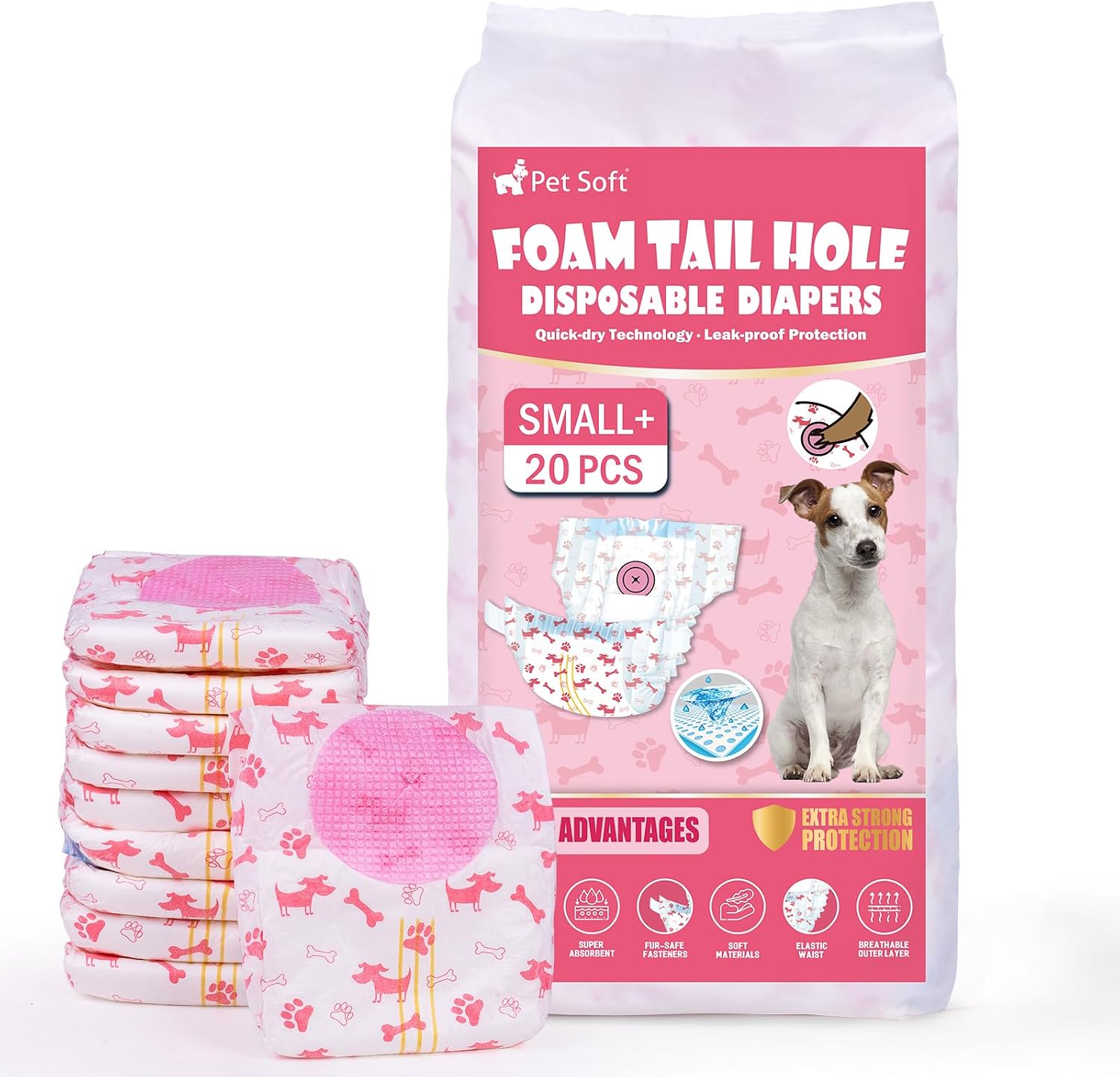 Pet Soft Disposable Dog Diapers - Female Dog Diapers with Adjustable Foam Tail Hole, Ultra Protection Puppy & Cat Diapers Wetness Indicator for Dogs in Heat or Incontinence, 50pcs (S,Red) - Image 12