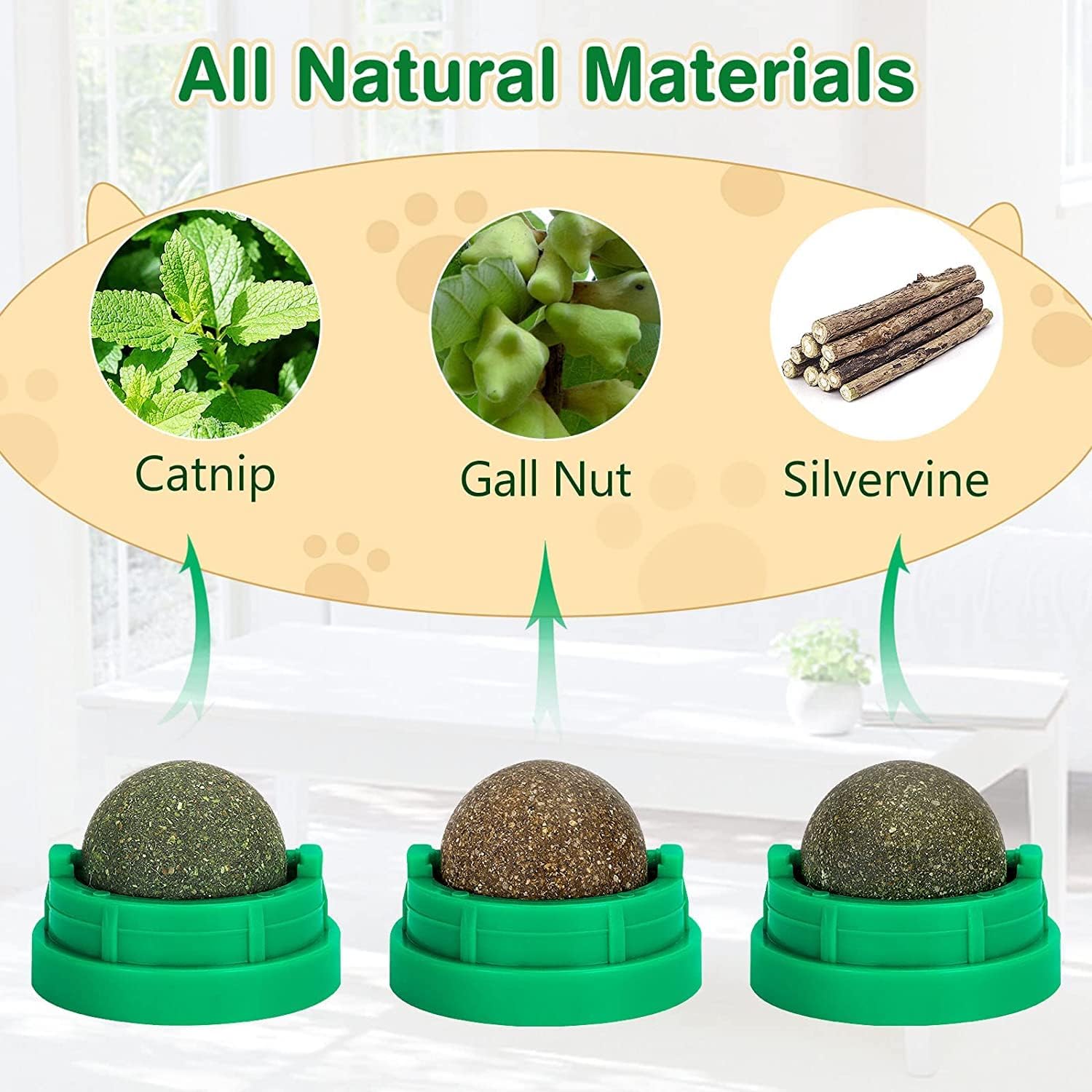 Close up of NoNi rotatable catnip ball for cats